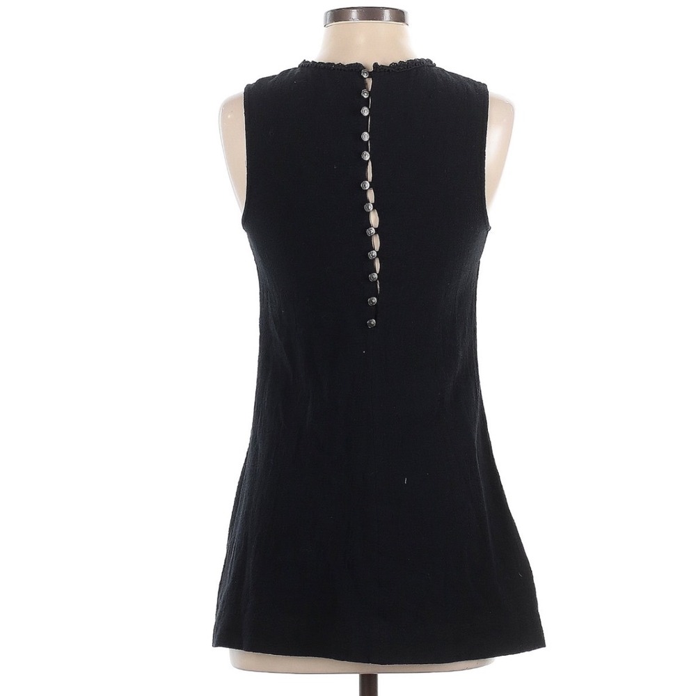 Free People Black Crochet Lace Button Sleeveless Tunic Top Whimsigoth XS - Picture 2 of 9